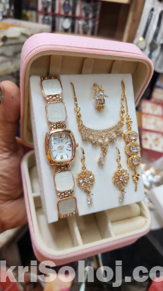 ❤️ নজরকাড়া ৬-ইন-১ জুয়েলারি ও ওয়াচ সেট ❤️